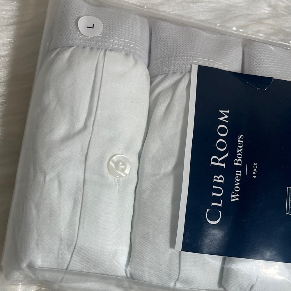 NWT Club Room Classic White Cotton Woven Boxers 4 Pack - Picture 3 of 8